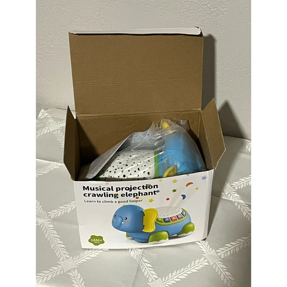 Musical Crawling Baby Toys 18 M+ Boy Girl Gift, Light Up Elephant